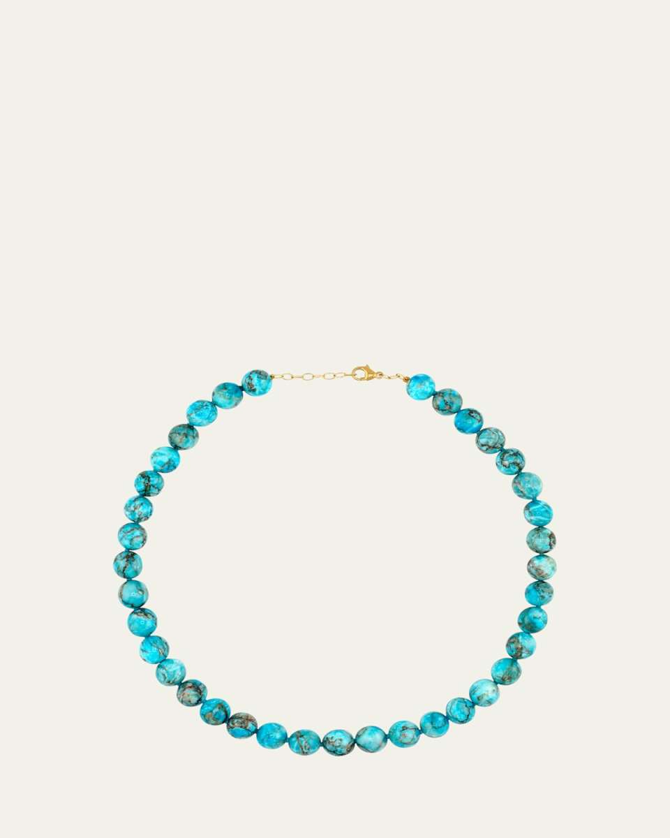 Nevada Jumbo Turquoise Sphere Necklace in 14K Yellow Gold